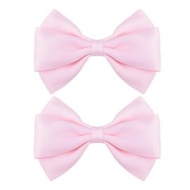 Silky Satin Pink Hair Bows for Women Girls Cute Layered Ribbon Bow Alligator Clips Barrettes Hairpins Cheerleading Cheer Bows for Teen Girls Birthday Bow Clips 2 PCS