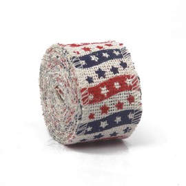 AAYU 2 Pack - Two Rolls Total 30 feet, All Star Printed Burlap Ribbon 2" (Ivory)| Natural, Biodegradable, Eco-Friendly Product | Perfect for Crafting and Decorating Needs (All Star, 2 inch)