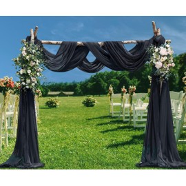 WARM HOME DESIGNS 2 Backdrop Curtain Bundle. 55 x 144 Inch Black Fabric Scarf Curtain Backdrop for Gothic Wedding Decor. ADS Black 144"