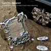 Cosmeria Silver Irregular Frame Photocard Holder Keychain, Electroplated Y2K ID