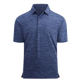 Alex Vando Mens Striped Golf Shirt Moisture Wicking Quick-Dry Sports Polo Shirts,Purple,M