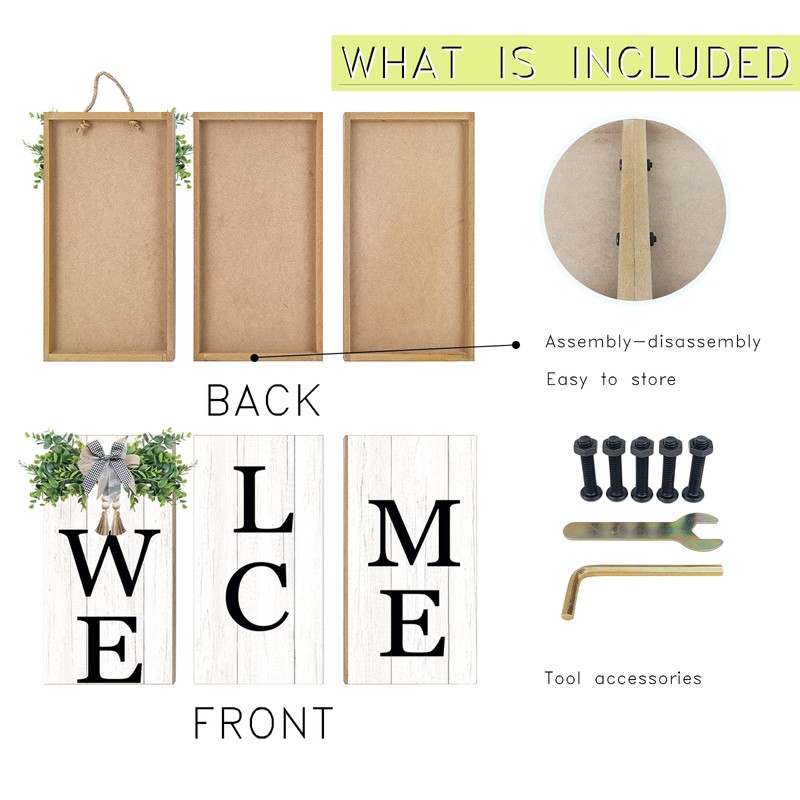 Interchangeable Welcome Sign for Front Porch Standing 47"X8" Outdoor Large