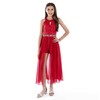 Speechless Girls' High Neck Romper Maxi Walk-Through Party Dress, Red