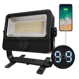 Watfal Rechargeable Solar Work Light 9000LM 7000K, 348 LEDs, 10H+ 4500mAh 5 Light Modes Magnetic Base & Hook, Battery Waterproof Cordless, Ideal for Work, Camping and Outdoor Jobs