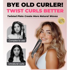 QHDJE Hair Straightener and Curler - Flat Iron Curling Iron in One - Twist Straightening Curling Iron Combo - Digital LCD Display & Dual Voltage - Multi-Styler - Gifts for Women