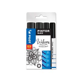 Pilot Pintor - Pack of 4 - Black - Extra Fine/Medium/Large Tip