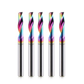 HOZLY CNC Single Flute Router Bits 4mm(5/32") Shank,4mm（5/32”） Cutting Dia,15mm (3/5") Cutting Length,Solid Tungsten Carbide Alloy End Mill, DLC Coating Milling Cutter for Aluminium,Pack of 5