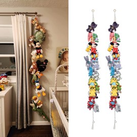 2Pcs Stuffed Animals Storage Chain 80" Hanging Organizer with 40 Metal Clips Stuffed Animal Display Holder Macrame Stuffed Animal Chain Decor Hanger for Nursery Playroom Wall Corner