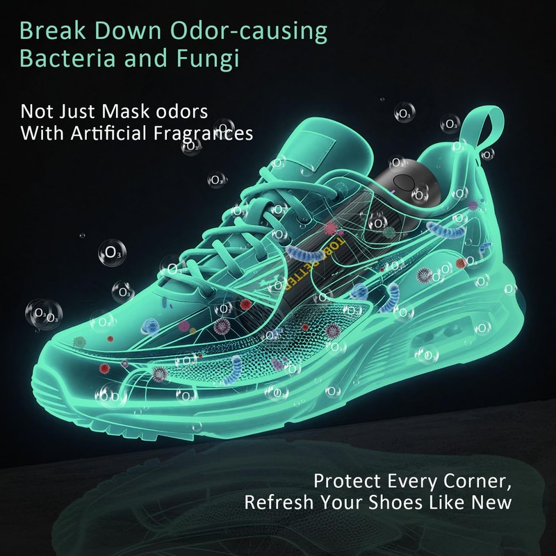 DUNGGLE Shoe Deodorizer Rechargeable Ozone Tech Eliminates Odors in All