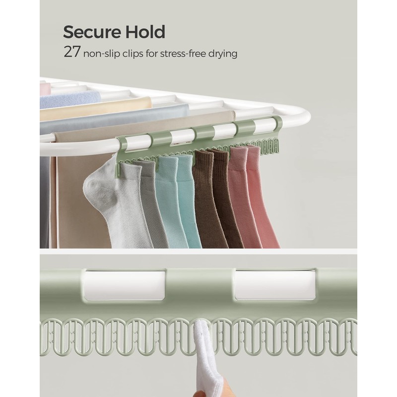 SONGMICS Clothes Drying Rack, Foldable 2-Level Laundry Drying Rack, Free-Standing