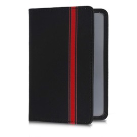 kwmobile Vehicle Registration Certificate Case with Card Slots, Faux Leather Case, Registration Certificate, Rally Stripes, Sidelines, Black, Grey, red black