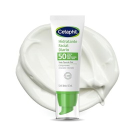 Cetaphil Hidratante Facial Diario FPS 50 Piel Sensible Mixta Grasa 50 ml  Hidrata hasta 8 h, protege contra rayos UVAUVB y ayuda a prevenir daño por  