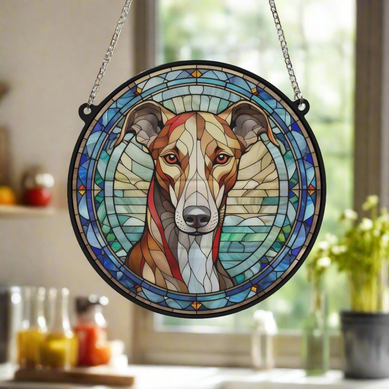 Image Industry Greyhound Stained Glass Effect Suncatcher - Garden Gift