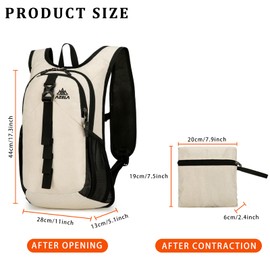 VOBUYING 15L Small Hiking Backpack Foldable Ultralight Trekking Camping Outdoors Backpack for Women Men (beige)