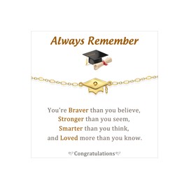 JSJOY Class of 2024 Gifts Gold Bracelets for Women Adjustable Gold Graduation Bracelet 2024 Inspirational Gifts for Women Daughter Granddaughter Friend Sister Motivational Gifts