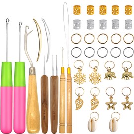 Dreadlocks Tool Sets,Crochet Needle for Dreadlocks,Crochet Sisterlock Retighten Tool,Dreadlocks Hair Extensions Locs,Tightening Accessories Hair Locking Tool for Dreads and Fashion Hair Style (39PCS)