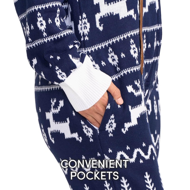 Tipsy Elves Women's Christmas Navy Fair Isle Knit Jumpsuit Size