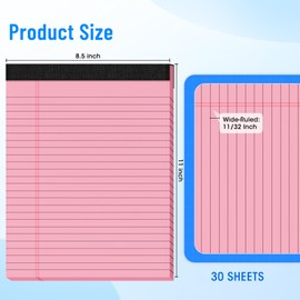 5pcs Legal Pads 8.5 x 11, Notepads 8.5 x 11 Inch,30 Sheets/Pack, Color Note Pads Clear Print Writing Pads of Paper, Memo Pads , Perforate Legal Notepads Paper , Wide Ruled Lined with Sturdy Back
