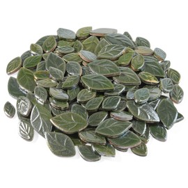 Artspac Petal Ceramic Mosaic Tiles for Crafts,454g Iridescent Mosaic Tiles Ceramic,Green Leaf Mosaic Craft Supplies for Garden Decoration