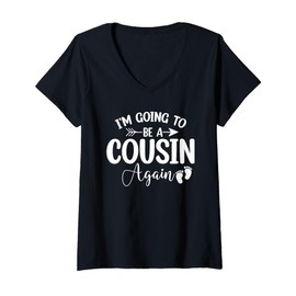 Womens I'm Going To Be A Cousin Again Pregnancy Announcement Gifts V-Neck T-Shirt