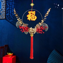 KYMY Chinese New Year Hanging Ornament, 2025 Spring Festival Fu Character 3D Lucky Pendant with Tassel, Year of The Snake Asian Lunar New Year Hanging Decorations for Home Office Wall Door Window