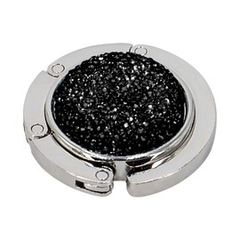 TANOSII Foldable Purse Hook Floding Handbag Hanger Bling Rhinestone Bag Holder for Table Desk 1 PC Black