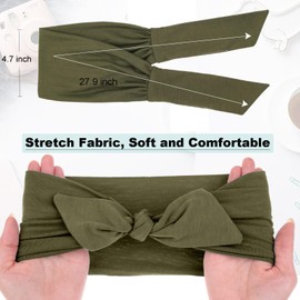 TuTive 6 Pieces Knotted Headbands Adjustable Stretchy Women Headbands African Wide Hair Wrap Extra Turban Head Bands for Lady Large Sport Workout Stretch Non-slip Big Hair Bands