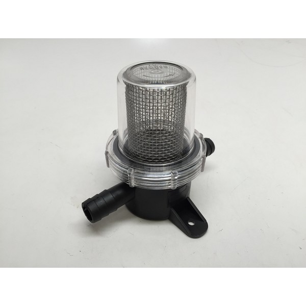 Marine Boat PC in-LINE Strainer SS Large MESH Filter for 0.5" Hose Clear Cover