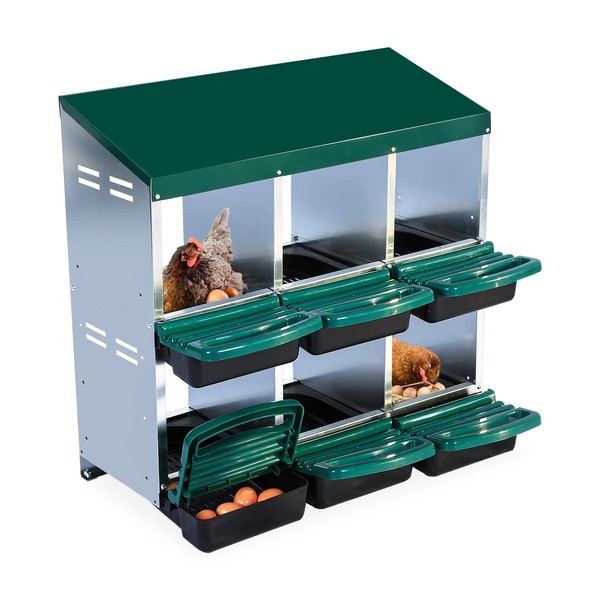 Chicken Nesting Boxes, 6-Hole Roll Away Nest Box with Removable