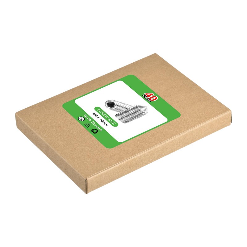 sourcing map 40Pcs Set Screws M4x10mm 304 Stainless Steel Cone