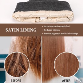 Fogrime Womens Satin Lined Knit Beanie Hat Acrylic Winter Hats for Women Men Silk Lining Soft Slouchy Warm Cuffed Beanie Hat (CA/US, Alpha, One Size, Dark Gray)