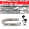 VEHITO 24" Chrome Stainless Steel Radiator Hose Kit, Flexible Radiator