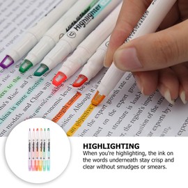 Sewroro 6pcs Duo Highlighters Pens Dual Ended Pastel Markers Colourful Highlighter Students Stationary Supplies for Colouring Underlining Highlighting