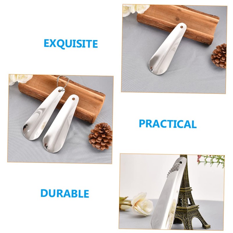 Ipetboom 2pcs Short Handled Stainless Steel Shoe Horns for Men
