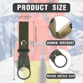 PLABBDPL Nylon Belt Bottle Holder Clips, 2 Pieces Bottle Holder Belt, Carabiner Key Hooks, Water Bottles Buckles Holder Hook Bottle Holder Carabiner for Camping, Hiking, Travel, Fishing, Outdoor