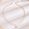 Baño Oro 14k Collar Mujer Doble Cadena Corazón Letra Regalo