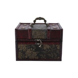 Caja de Almacenamiento de Madera Vintage, Cofre del Tesoro de Madera Decorativo portátil, baúl de Almacenamiento de Madera de 4 Estilos para Regalo, joyería, coleccionables(6262D-L)