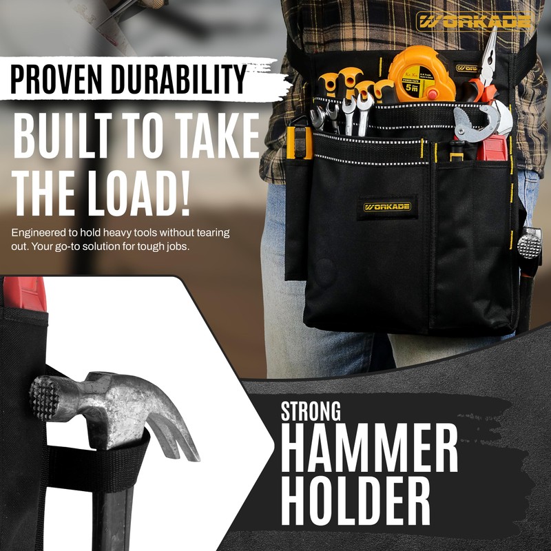 WORKADE Heavy Duty 8-Pockets Single Side Tool Belt for Men