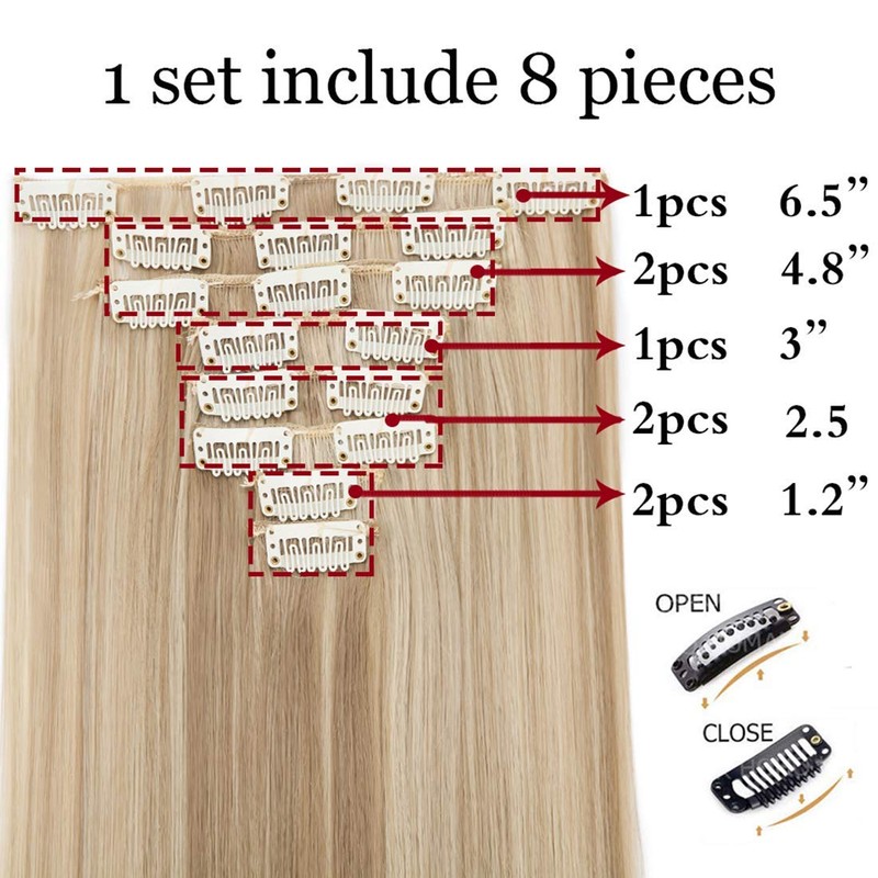 S-noilite Clip-In Hair Extensions, Straight, 8-Piece Set, 18 Clips, Full