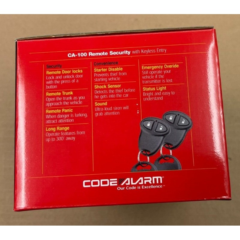CODE ALARM CA-100 CAR ALARM REMOTE SECURITY WITH KEYLESS ENTRY