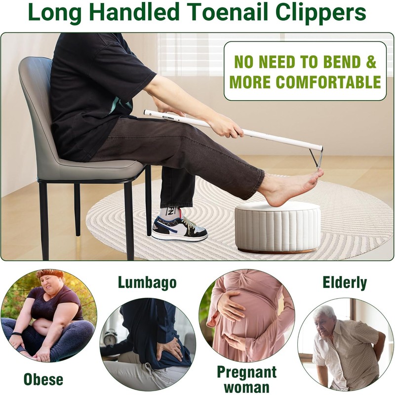 Long Handled Toenail Clippers，4mm Large Opening/No Need to Bending，for Seniors,