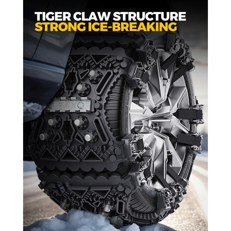 KYX Tire Chains for Car/SUV/Pickup Truks, Adjustable Universal Emergency Snow