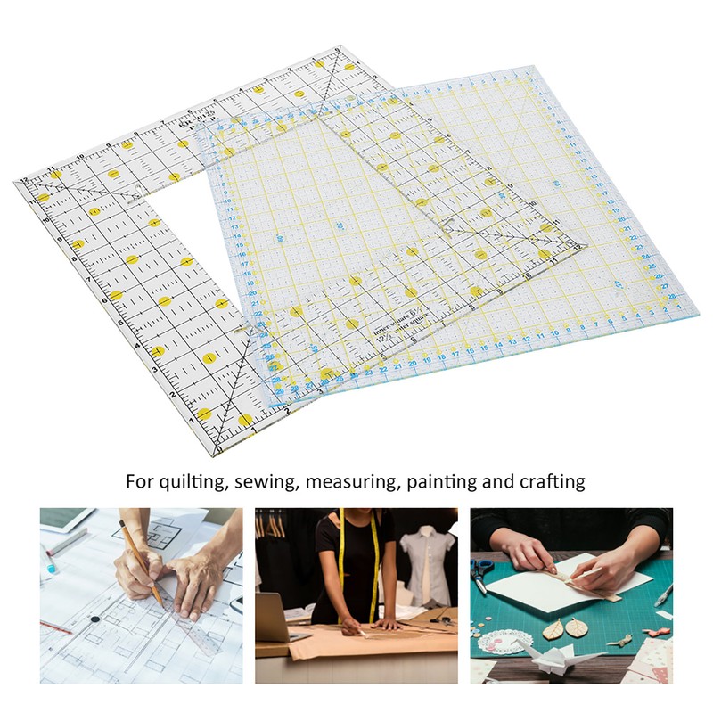 2Pcs Quilting Ruler Square Acrylic DIY Cloth Patch‑Work for Measuring