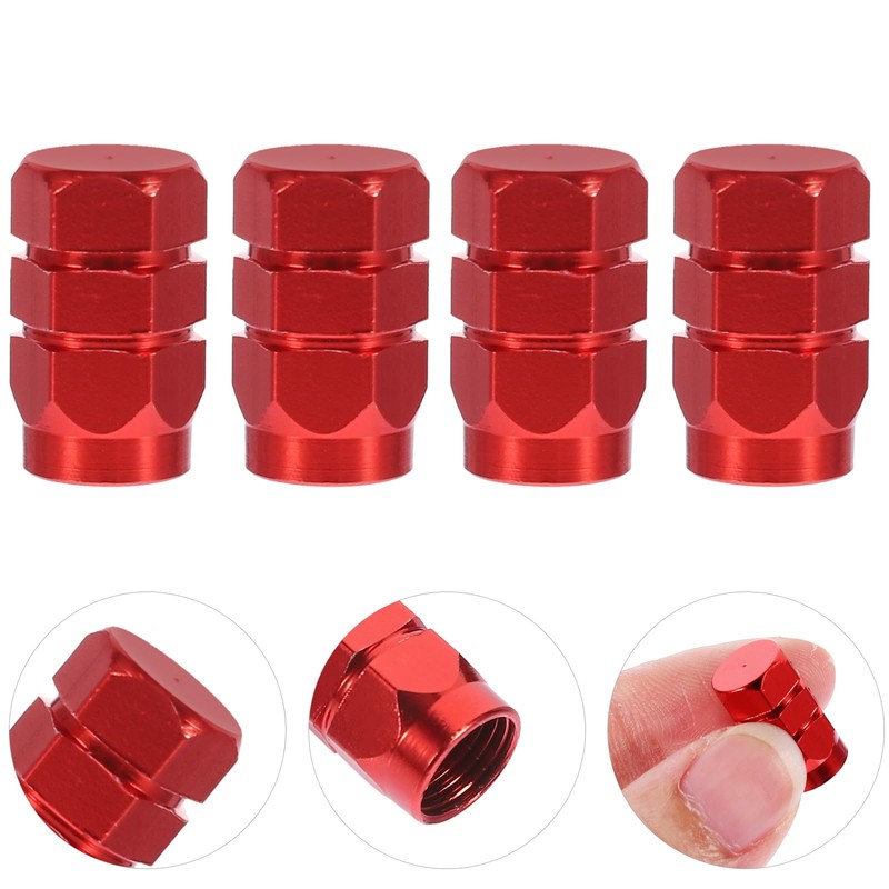 VOSAREA 4 Pieces Aluminium Alloy Car Tyre Valve Caps Round