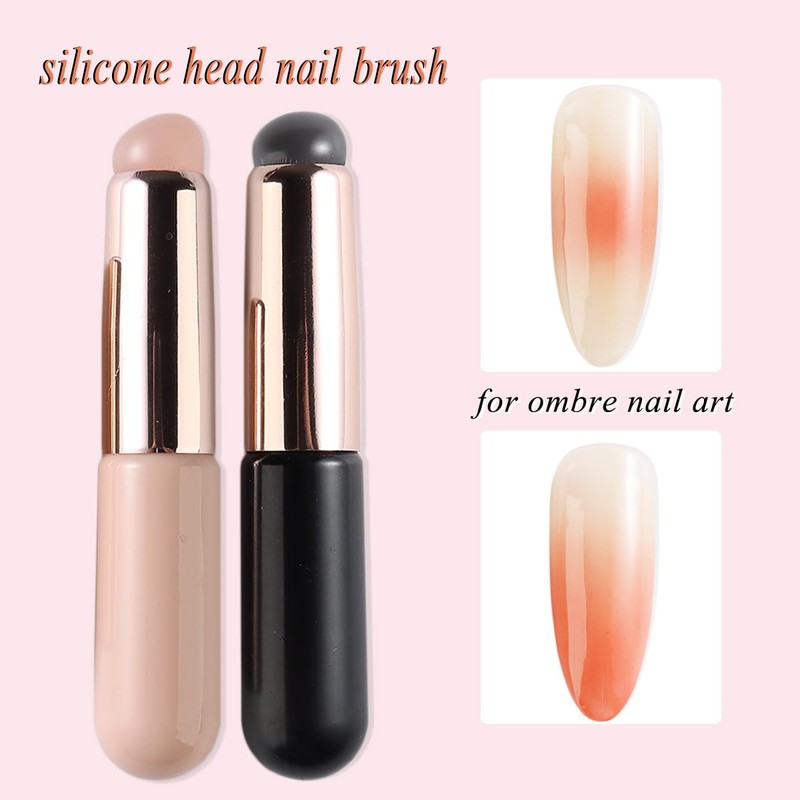 Fcozpjk Silicone Brush for Ombre Nail Art, 2Pcs Reusable Gel