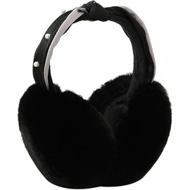 SUNNEE Soft Winter Warm Ear Muffs - Women Foldable Headband Earmuffs Furry Fleece Ear Covers for Cold Weather (Black)