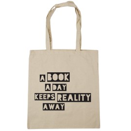 Hippowarehouse a book a day keeps reality away Tote Shopping Gym Beach Bag 42cm x38cm, 10 litres