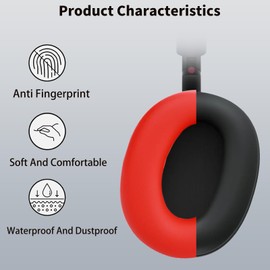 Siliocne Case for Sony WH-1000XM6,3 Sets Silicone Sweat Cover,【YANMONGI】 Earpad/Ear/Headband Covers Protector,Washable Sweatproof Soft Headphones Case Accessories(Red)
