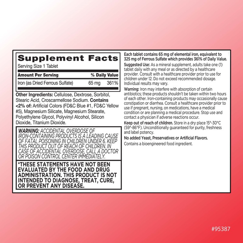 Quality Choice Iron 65 mg (325 mg Ferrous Sulfate) High