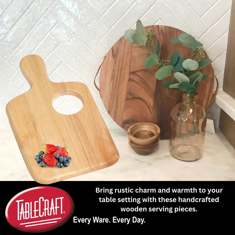 Tablecraft 79A Wood Bread Board with Ramekin Insert, 13-Inch